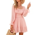 thumbnail image 2 of Vestido con hombros descubiertos y lazo en la espalda, minivestido con cuello cuadrado y lazo en la espalda para mujer, vestido corto con cuello cuadrado y lazo en la espalda, grado profesional, 2 of 6