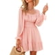 thumbnail image 3 of Vestido De Cuello Cuadrado Con Lazo En La Espalda, Ajustable, Cintura Alta, Manga Larga, Lazo En La Espalda, Hombros Descubiertos, Mini Vestido, Busto Fruncido, Color Sólido Para YLSHRF Otros, 3 of 6