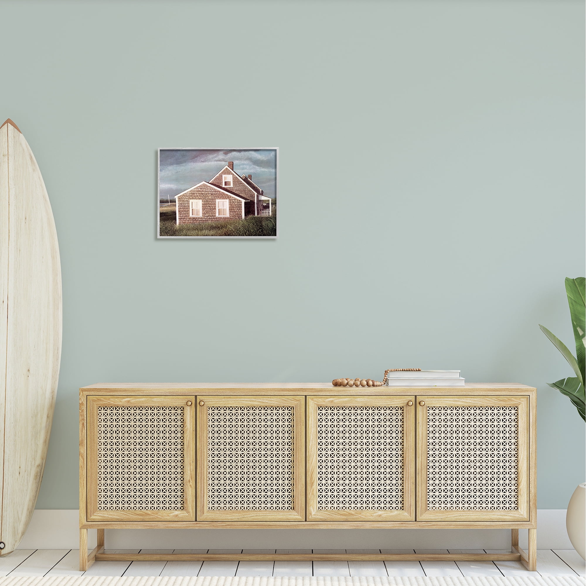 Stupell Industries Coastal Home Atmospheric Beachside Cloudy Sky Photograph Gray Framed Art Print Wall Art, Design by Tom Mielko