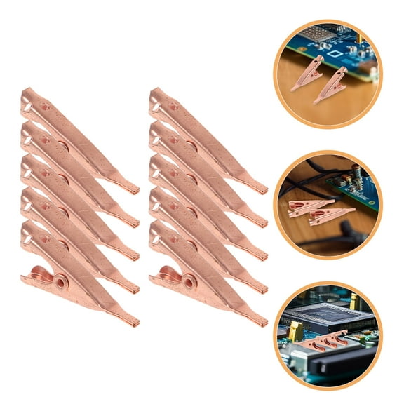 HOMEMAXS 10pcs Copper Alligator Clips - Alligator Test Clips Micro Flat Alligator Clamps for Electrical Equipment and Soldering Wires