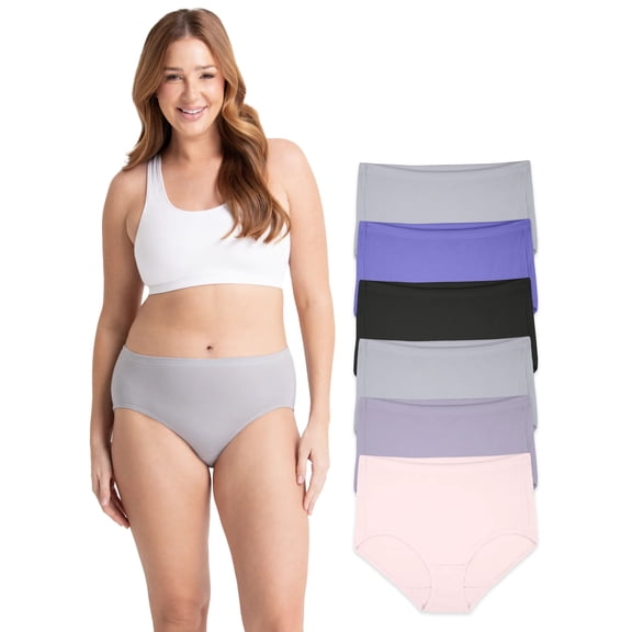 Fruit of the Loom Women's Breathable Cotton Stretch Brief Panties, Moisture‑Wicking, Full Coverage, Multipacks, Sizes S–3XL