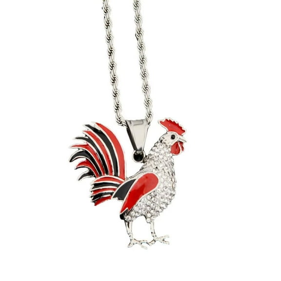 HIJONES Women Men's Zodiac Rooster Pendant Necklace Stainless Steel Link Collarbone Chain Jewelry