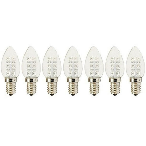 Anyray (7)-Bulbs A-C7E12LWW LED Night Light 0.5 Watt C7 (4W 5W 7W Replacement) E12 Candelabra Base 110V Warm White Color 120V