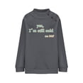 thumbnail image 4 of Savings Women's Long Sleeve Crewneck Letter Printed Side Buttons Tunic Shirts Trendy Casual Pullover Sweatshirts Gray,M, 4 of 6