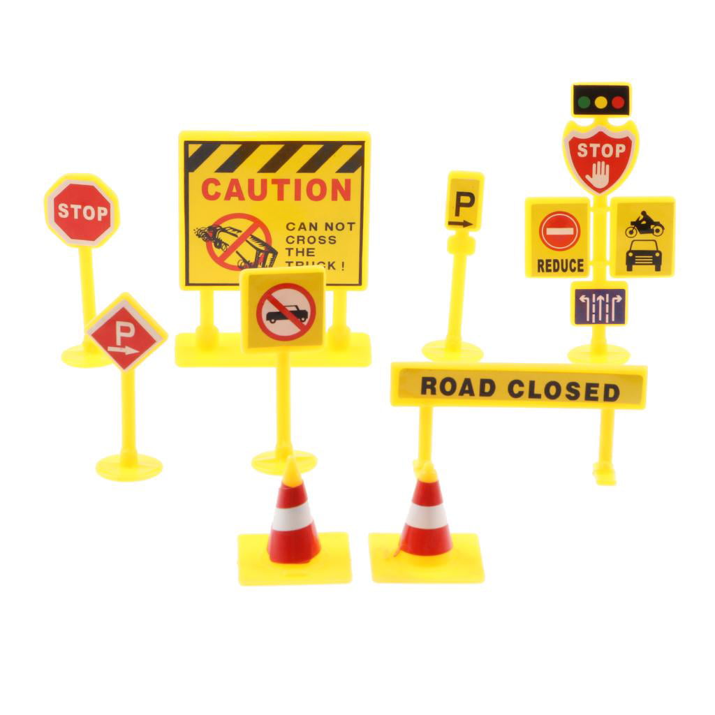 Children DIY Model Scene Toy Sign Road Street Roadblock Traffic Sign Gifts 