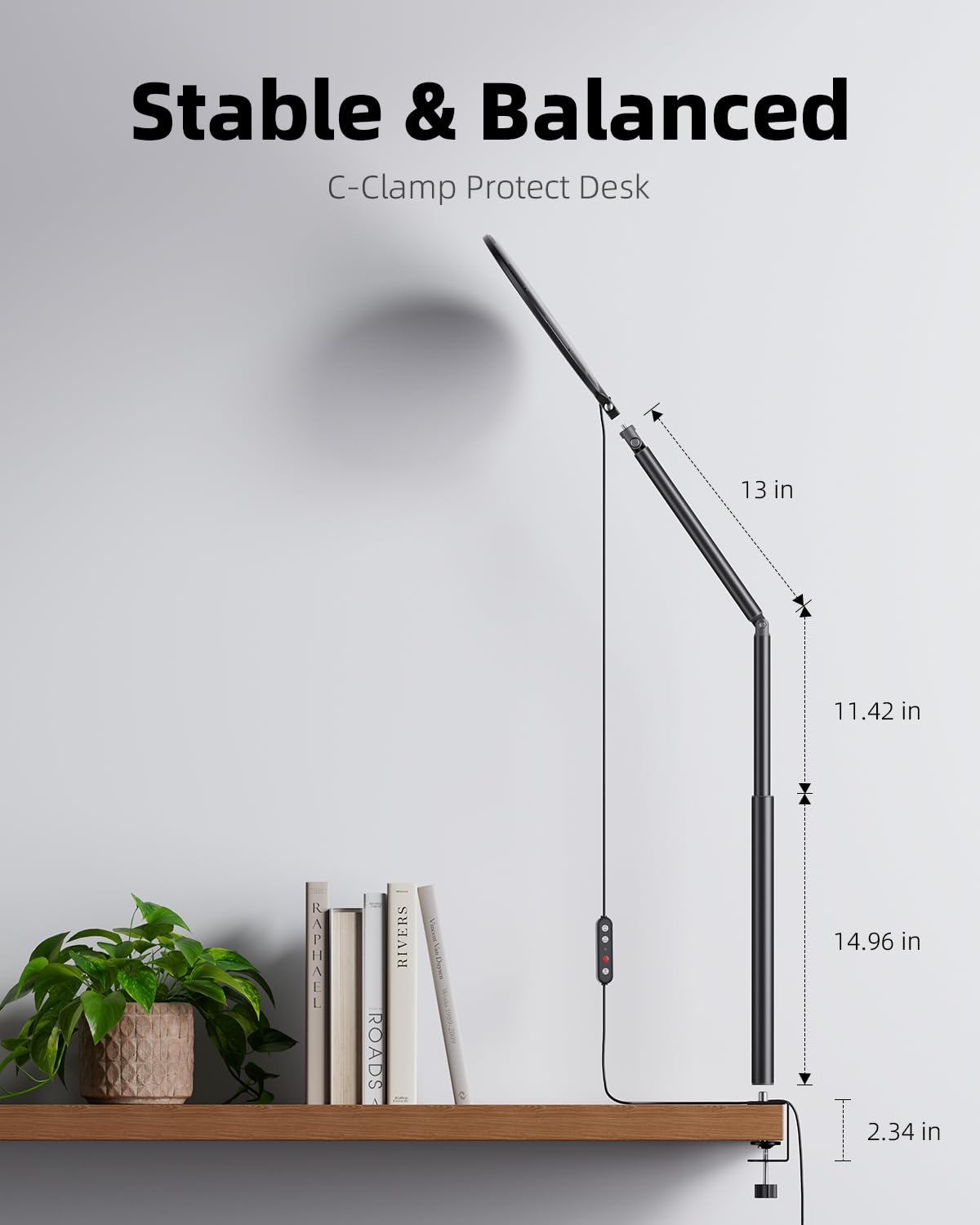 10.2" Desk Ring Light With Stand  360° Rotate Lamps For Home Office C-clamp Flexible Height Adjust Arm Podcast Gaming Recording Zoom Lighting