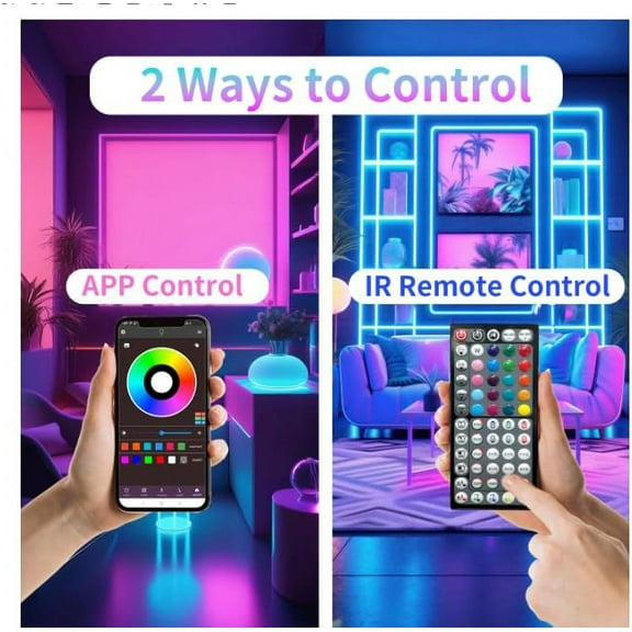 Extra Long 300FT RGB LED Strip Lights for Bedroom, Color Changing Music Sync Lights with App Control & Remote, Bright DIY LED Lights for Home Decor, Holiday & Ambient Lighting (3x100FT)