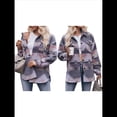 thumbnail image 3 of Chaqueta de Larga con Solapa Acogedora para Mujer, con Estampado Azteca Occidental y Bolsillos, Abrigo Informal y Cálido. Rosa Gris XL, 3 of 6