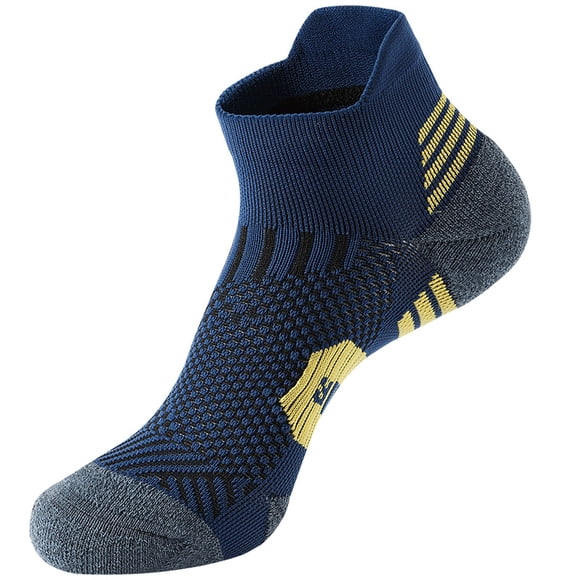 Xiao Hua 3 pares de calcetines invisibles para mujer y hombre, de corte bajo, tobilleros, antideslizantes, para correr, informales, novedosos, color azul oscuro, talla S (35-39)