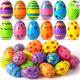 thumbnail image 1 of Juguete JOYIN de huevos de pascua brillantes con estampado de plástico, 36 unidades, 1 of 8