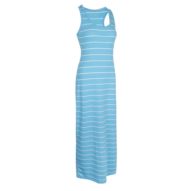 vestido maxi casual sin mangas de s mujeres vestido rgo de pya rayas Sunnimix vestido maxi a rayas