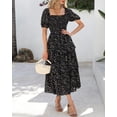 thumbnail image 2 of Vestido casual BTFBM para mujer con cuello cuadrado y manga abullonada, 2 of 9