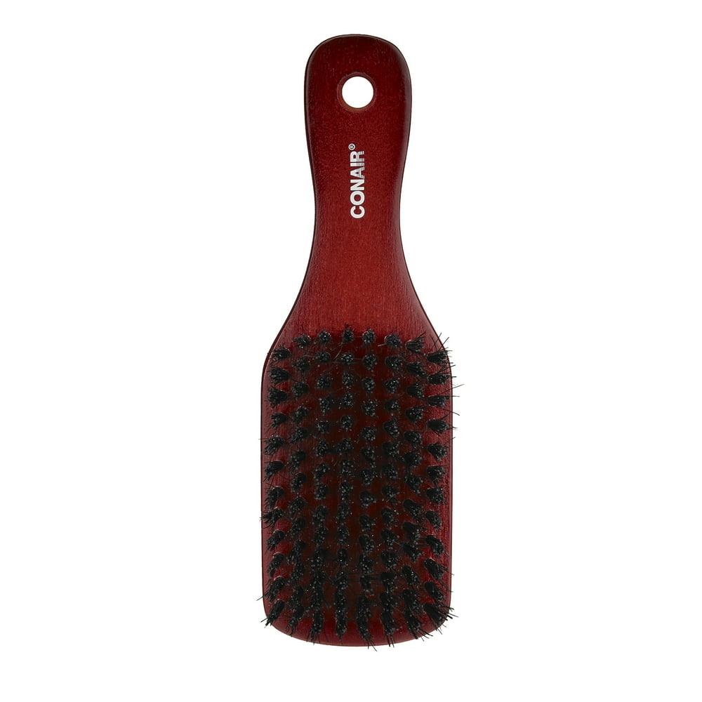 Conair Naturals Ultimate Shine Boar Bristle Wooden Club Hairbrush, 1ct