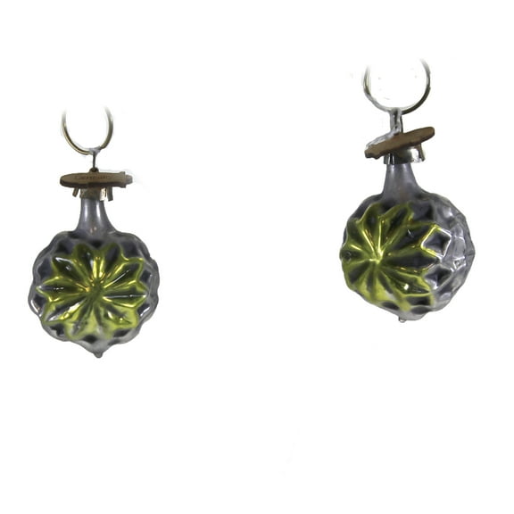 Tiny Star Ball Set/2 - Two Ornaments 1.25 Inch, Glass - Sterne Miniaturen Nc6263