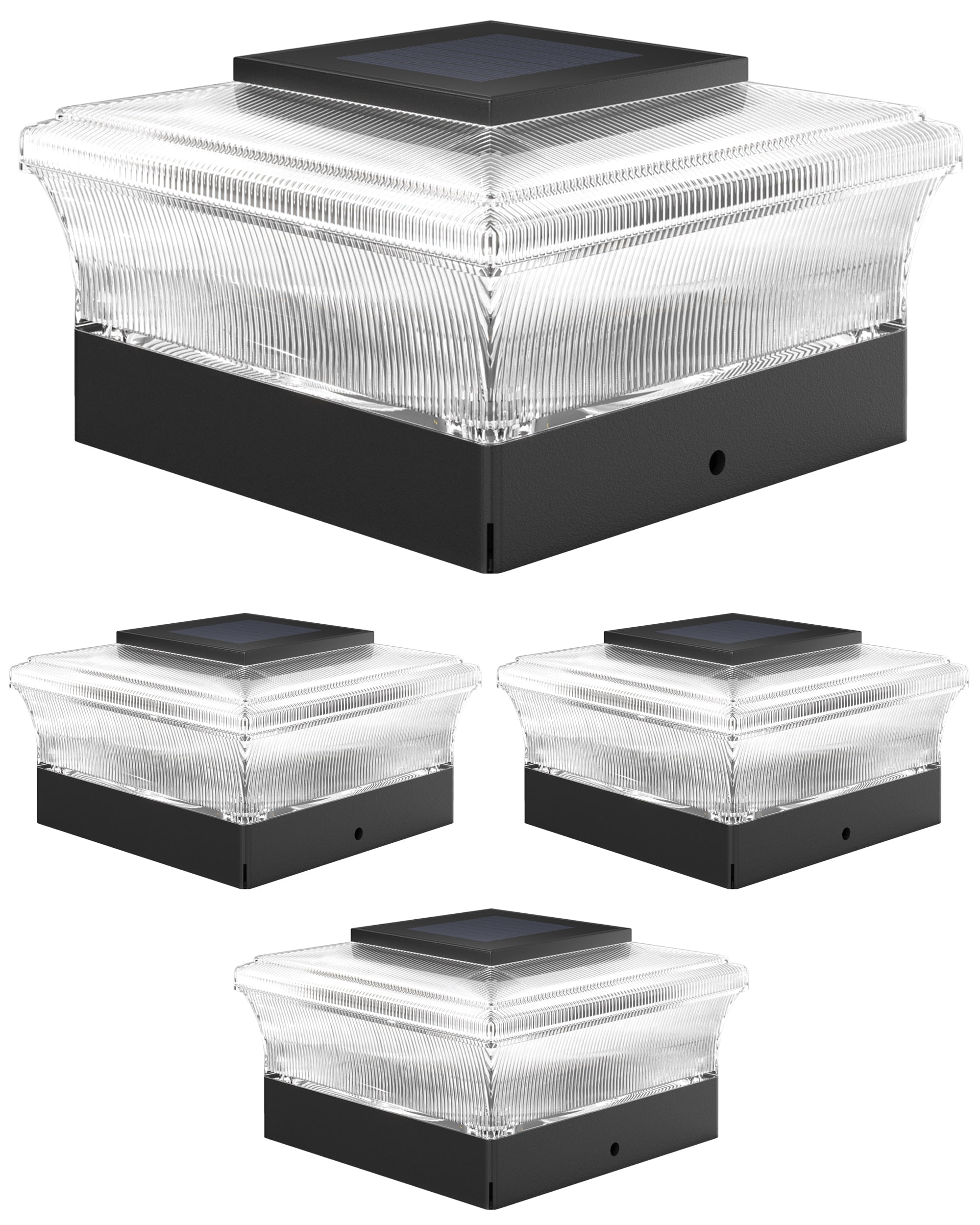 16 Copper/Black/White 5-LEDs 4" X 4" Solar Post Deck Cap Light W Lithium Battery 