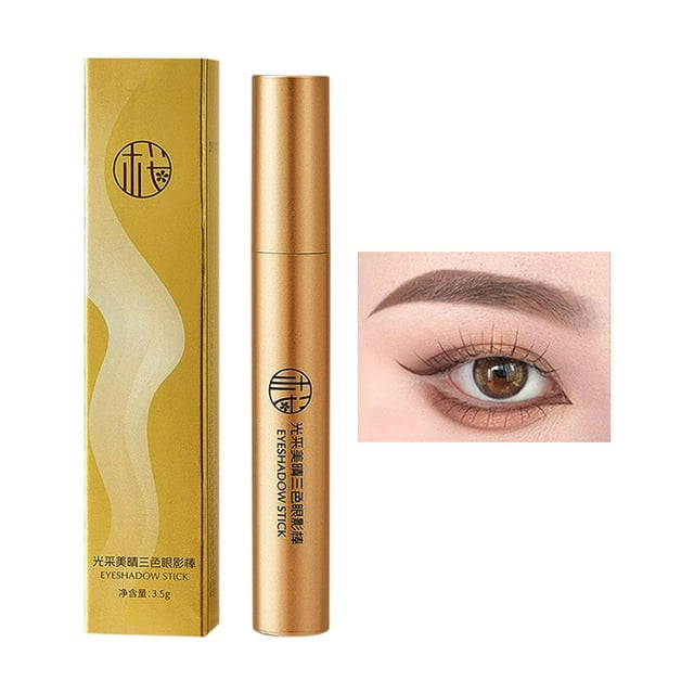Three Color Gradient Shimmer Eyeshadow Stick - Long Lasting, Easy Blending, Crease-Free Face Makeup, Eye Shadow for Layered Looks, Smooth Application