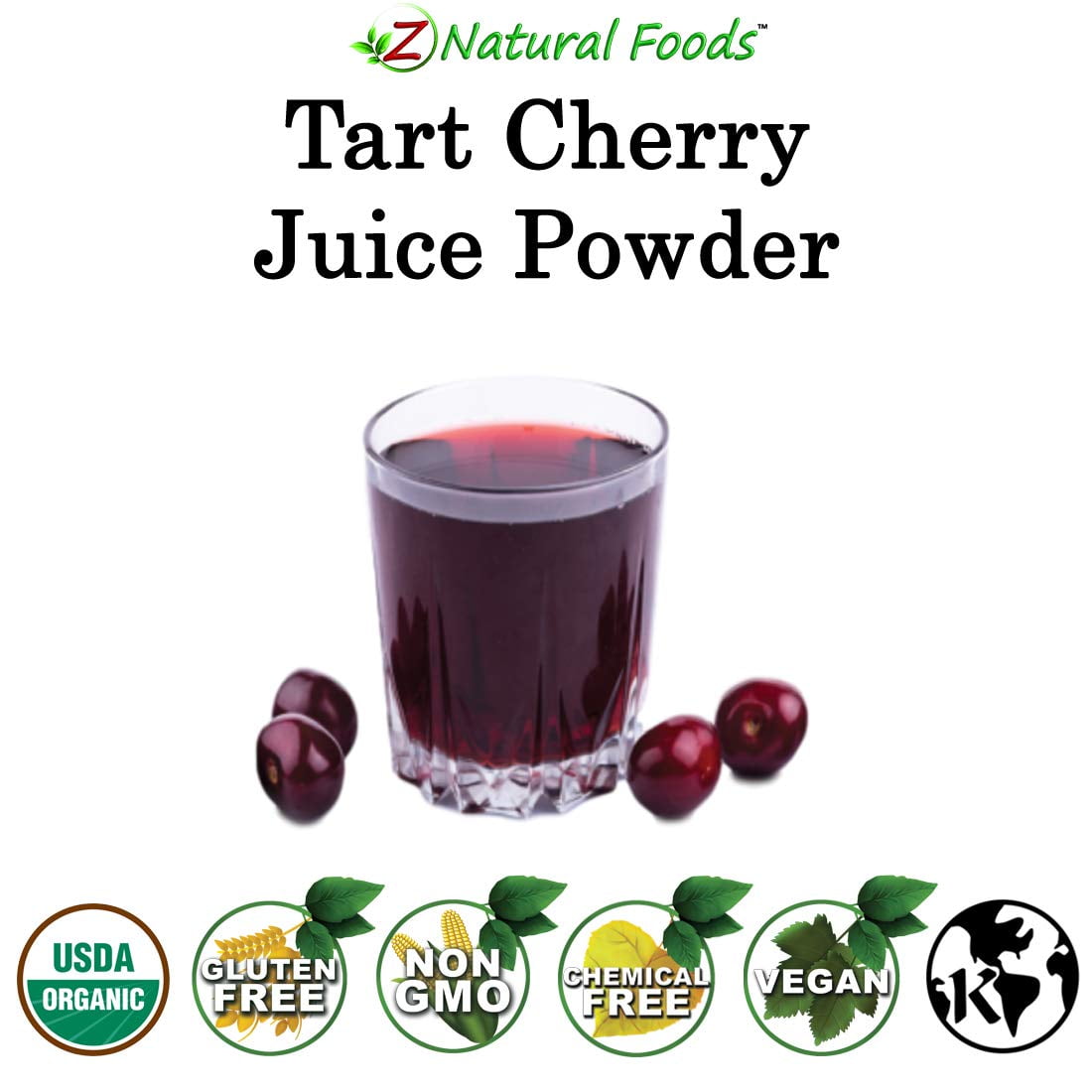 Z Natural Foods Organic Tart Cherry Juice Powder, Superfood Powder Designed to Promote Quality Sleep, Ideal for Juice, Smoothies, and Recipes, Non-GMO, Vegan, Gluten-Free, Kosher, 1 lb.