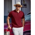 thumbnail image 4 of COOFANDY Men's Polo Shirts Short Sleeve Ribbed Knit Polo T Shirts Business Casual Golf Shirt Collar T Shirt, 4 of 10