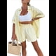 thumbnail image 2 of Conjunto de con Botones para Mujer, Camiseta de Corta y Pantalones Cortos, Conjunto de 2 Piezas para Vacaciones de Verano, Chándales de Estar por Casa. Amarillo M, 2 of 10
