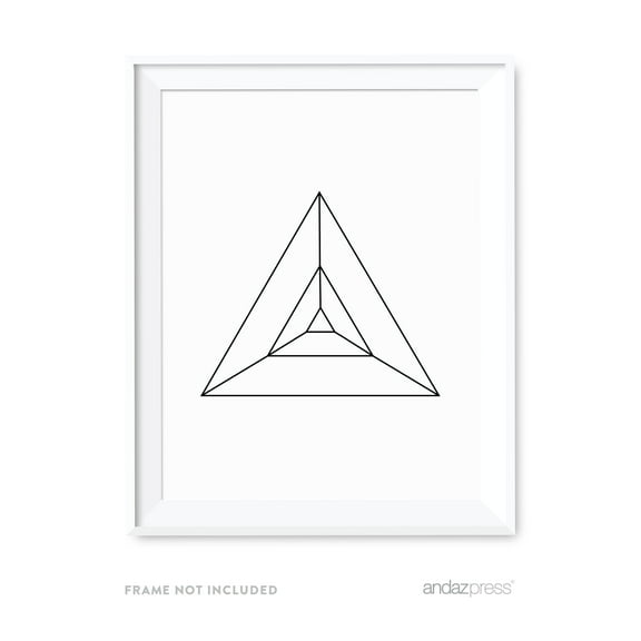 Triangle Geometric Shapes Origami Wall Art Black White Minimalist Print