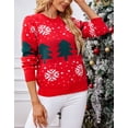thumbnail image 2 of Womens Sweaters Crew Neck Pullover Festive Ugly Christmas Sweaters Tree for Womens Cozy Knit with Colorful Christmas Pattern Design, 2 of 7