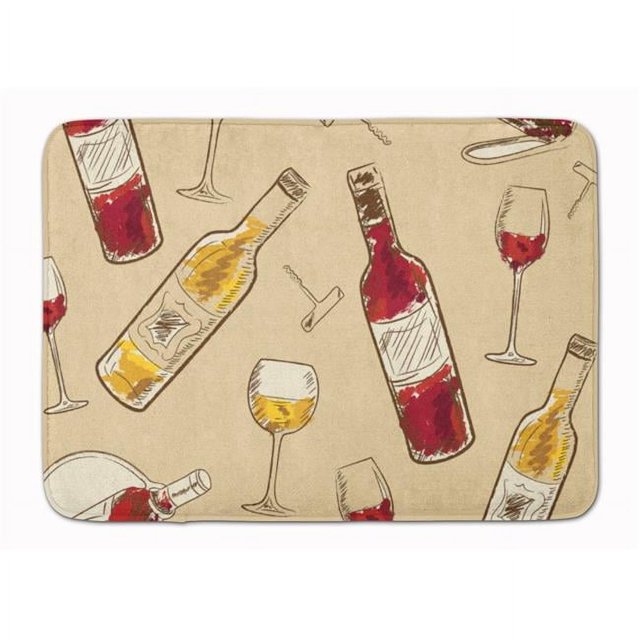Carolines Treasures BB5196RUG Red & White Wine Machine Washable Memory Foam Mat