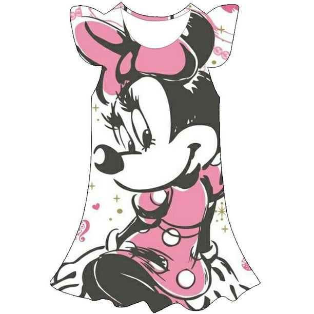 Serie de Disney, vestido de Minnie Mouse, ropa de verano para niños, vestidos para niñas, lindas faldas informales de dibujos animados de una pieza, disfraz 12M Gao Jinjia LED