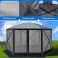 thumbnail image 4 of Dextrus 11.5x11.5ft Camping Gazebo, Portable Pop Up Canopy Outdoor Screen Tent 6 Sided with Mesh Windows and Carry Bag for Camping, Picnic, Backyard Party Outside Activities, Gray, 4 of 5