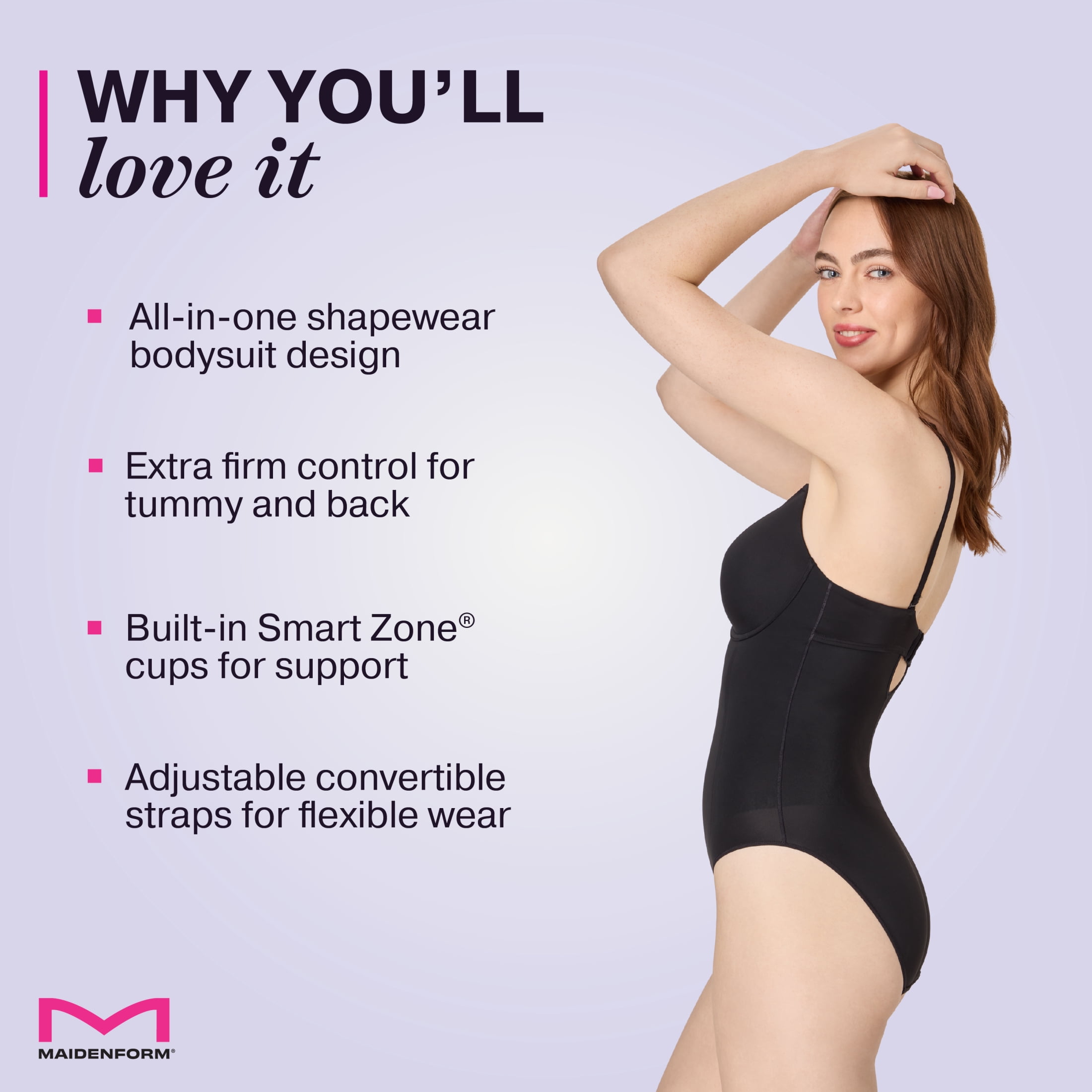 Maidenform Women's Shapewear All-In-One Extra Firm Cupped Bodysuit, Sizes up to 3XL