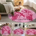 thumbnail image 5 of Small Round Rug 3Ft Washable Non-Slip, Pink Ribbon Circle Area Rugs for Living Room Bedroom, Wings Romantic Love Heart Flowers Retro Country Indoor Floor Mats Carpet Runner for Home Decor, 5 of 8