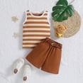 thumbnail image 2 of LAPAKIDS Toddler Girl Summer Clothes 5T 6T Sleeveless Striped Tank Tops + Solid Shorts Outfits, 2 of 7
