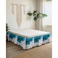 thumbnail image 2 of Watercolor Beach Wave Ruffle Bed Skirt King Size Abstract Blue Ocean Adjustable Elastic Dust Bed Skirts Wrap Around Bedskirt Wrinkle Free Easy Fit with 18 Inch Drop, 2 of 8
