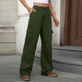 thumbnail image 4 of AINIYS Women's Cargo Jeans Wide Leg Multi-Pocket Trousers for Casual Street Daily Wear Army Green L, 4 of 5