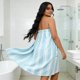thumbnail image 4 of Yhmxh Decoración del baño Toalla de baño de forro polar coral a rayas de talla grande, suave y absorbente, para mujer, para spa, ducha, bata de baño grande y ancha, se adapta a entre 50 y 90 kg., 4 of 5