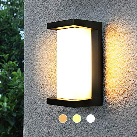 

Sytmhoe Modern Outdoor Wall Lights 24W-LED Wall Sconce Light Fixtures 3-Color-Changeable Wall Mounted Lamps Matte Black Porch&Patio Light IP65 Waterproof for Hallway Stairs Gardens