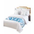 thumbnail image 2 of Xipuska Moire Blue Ombre Bed Runners for King Size Bed, Decorative Bed Throws for Foot of Bed, Abstract Art Waves Stripe Bed Runner Sofa Throw Bedding Scarf Protector Slipcover for Bedroom/Hotel, 2 of 6