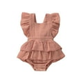 thumbnail image 2 of Newborn Baby Girls Romper Ruffle Jumpsuit Bodysuit One-Piece Cotton Linen Outfits Clothes, 2 of 7