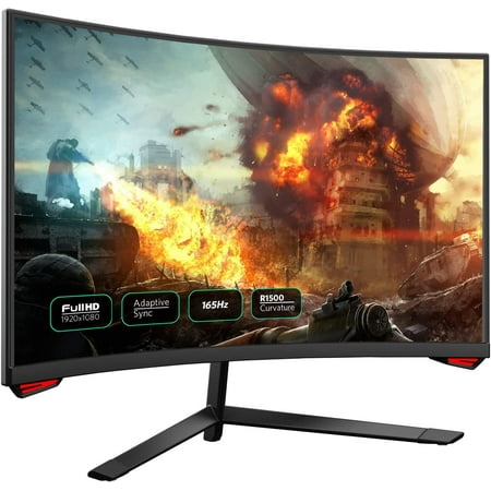 Fiodio 24" 165Hz Curved Gaming Monitor, FHD 1080P, Adaptive-sync, MPRT 1ms, VESA Mountable, A+ Class VA Panel, HDMIx2, DPx1