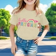 thumbnail image 2 of ibiyuan Kid Girls First Day Of School Shirt Funny Short Sleeve Back To School Shirt Kids Girl Cotton T-Shirt Pencil Graphic Tee Tops Classic-Fit Hello Kindergarten, 2 of 5