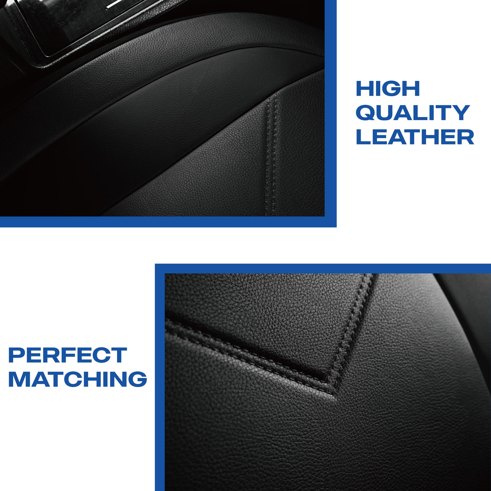 Skechers Sport Leather Car Seat Cover – Front Seat Premium Comfort, Breathable Design, Universal Fit for Cars, SUVs, and Trucks - Black