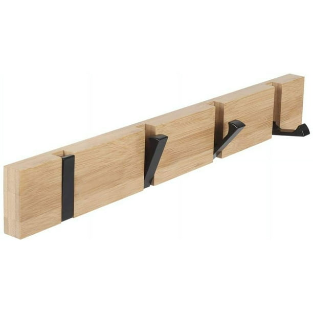 Wooden Coat Hooks XICEN Coat Rack Wall Mounted Urban Design Coat Hook Space Saving Hook Rack with 4 Standard Retractable Hooks Hat Coat Hook for Entryway Hallway Bathroom Living Room Bedroom Walmart.c...