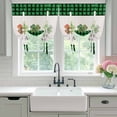 thumbnail image 4 of St. Patrick's Day Balloon Curtains for Living Room/French Door, Country Spring Clovers Green Black Plaid Tie Up Curtains 63 Inch Length Energy Saving Kitchen Curtains Shades for Windows 42"x63", 4 of 8