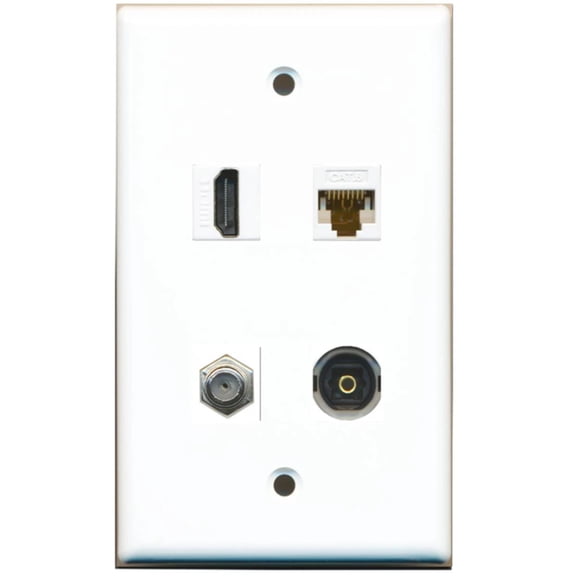 Ultra Spec Cables 1 Port HDMI Coax Cat6 Toslink Wall Plate Solid