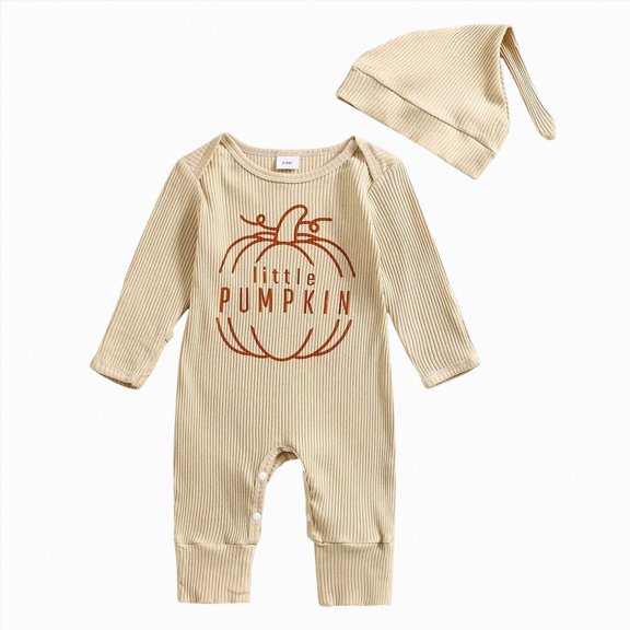 Gubotare Newborn Baby Boy Fall Outfit Romper Little Brother Lil Bro Long Sleeve Jumpsuit Bodysuit Cute Infant Waffle Clothes (Beige, 0-3 Months)