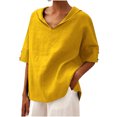 thumbnail image 1 of Camiseta con Botón Mujeres, Sudadera Casual Color Sólido Camiseta de Cuello en V de Manga Corta para Diario, Compras Y Salida, 1 of 7