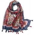 thumbnail image 1 of HSHDLDF Foulard Boho pour Femmes Légère à Imprimé Floral Foulard Automne Hiver Mode Châle à Franges, 1 of 5