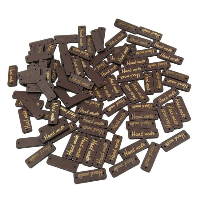 50 Pieces Handmade Label -holes Buttons Tags For Sewing Clothing Decoration 30mm Brown