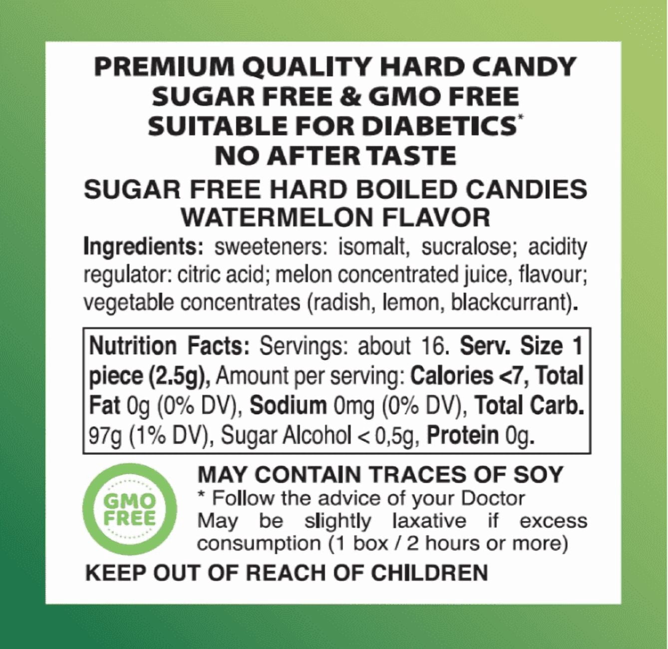 Swiss Imports Sugar Free Bonbons Hard Candy Drops, Watermelon, 1.4 oz/40g Box, 9 Pack