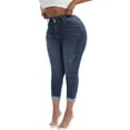 thumbnail image 4 of Gocolloa Womens Plus Size Capri Jeans Stretchy High Waisted Skinny Denim Capris Pants Royal Blue 18W, 4 of 6