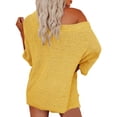 thumbnail image 5 of 2 PCS Off Shoulder Women's Outfits Sweater Sets Knit Top Shorts Matching Suits Cute Pajama Lounge Set, 5 of 6